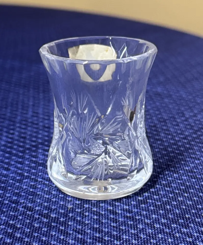 Polonia Lead Crystal Toothpick holder 24% Lead Crystal Hand Cut Pinwheels 2.5"