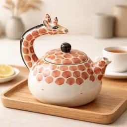 Vintage 1990's Pier One Ceramic Giraffe Shaped Teapot, 6.5" Tall