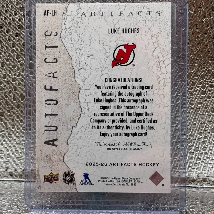 Luke Hughes - 2025-26 Artifacts Hockey - Autofacts - New Jersey Devils