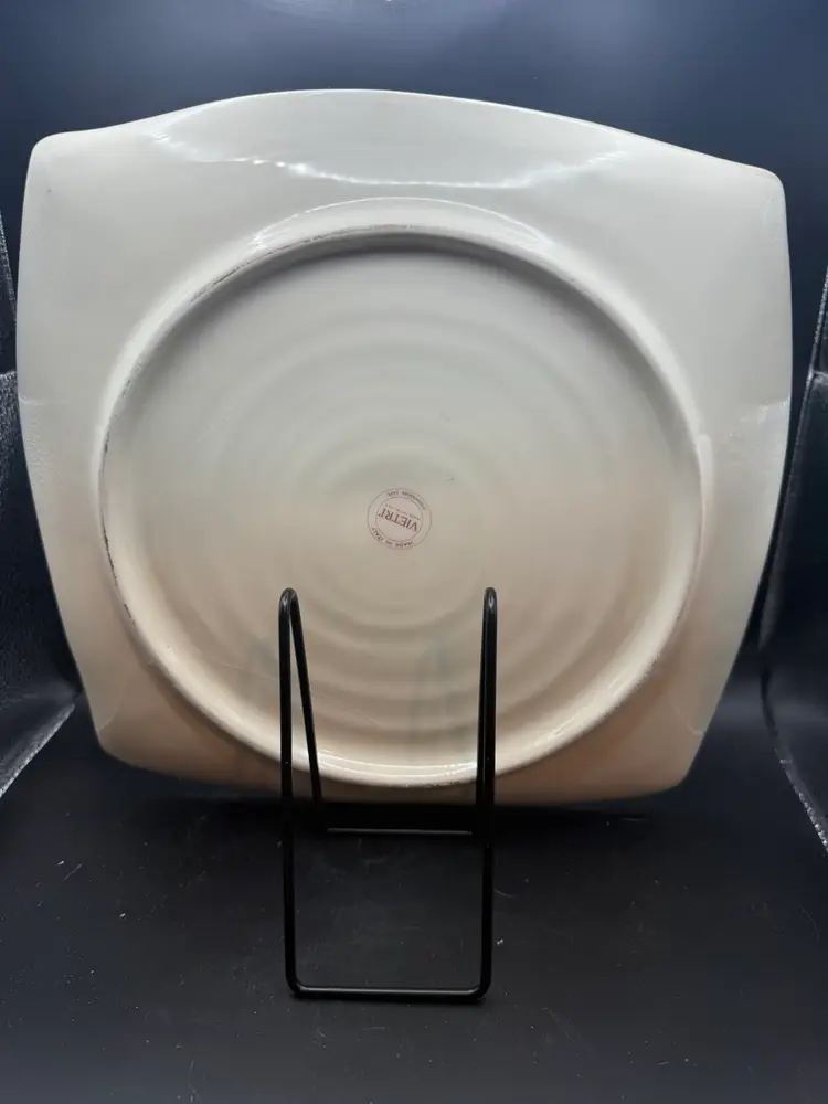 Hand-Painted Ceramic Platter Featuring Santa Claus by Vietri. - 12 in