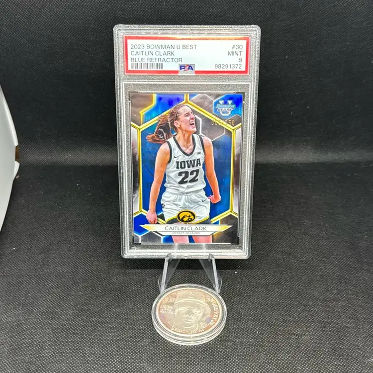 2023 Bowman U Best Caitlin Clark Blue Refractor PSA 9