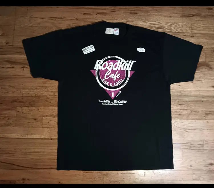 vintage Roadkill Cafe Glow in the Dark t-shirt NEW nwt funny food humor
