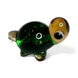Mini Handblown Baby Turtle Art Glass Figurine And Christmas Stocking