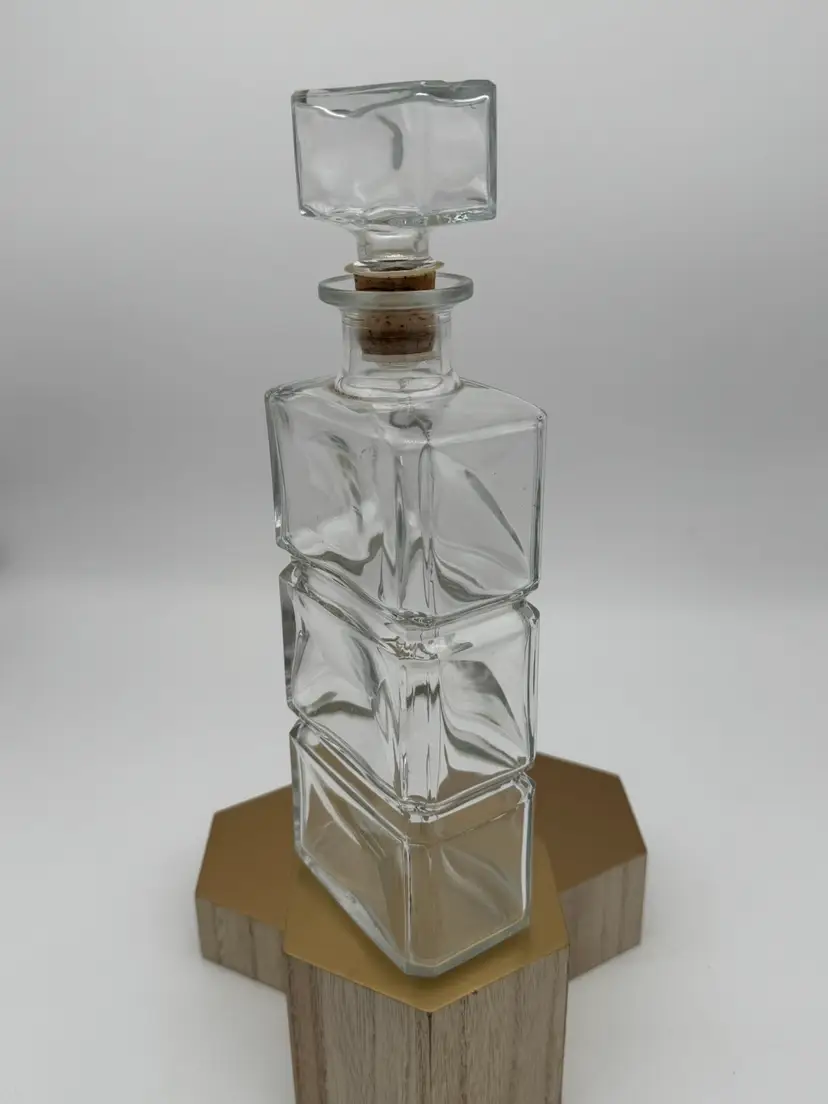 Vintage Clear Cut Glass Whiskey Bottle Decanter John McNaughton Co 11"