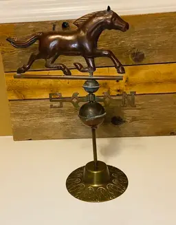 Vintage Brass & Copper Running Horse Weathervane Farmhouse Rustic Americana Primitive Equestrian