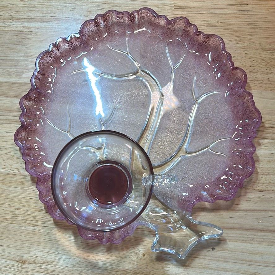 Niknax · Hazel-Atlas Glass “Tree Of Life” Snack Tray (set Of 4)