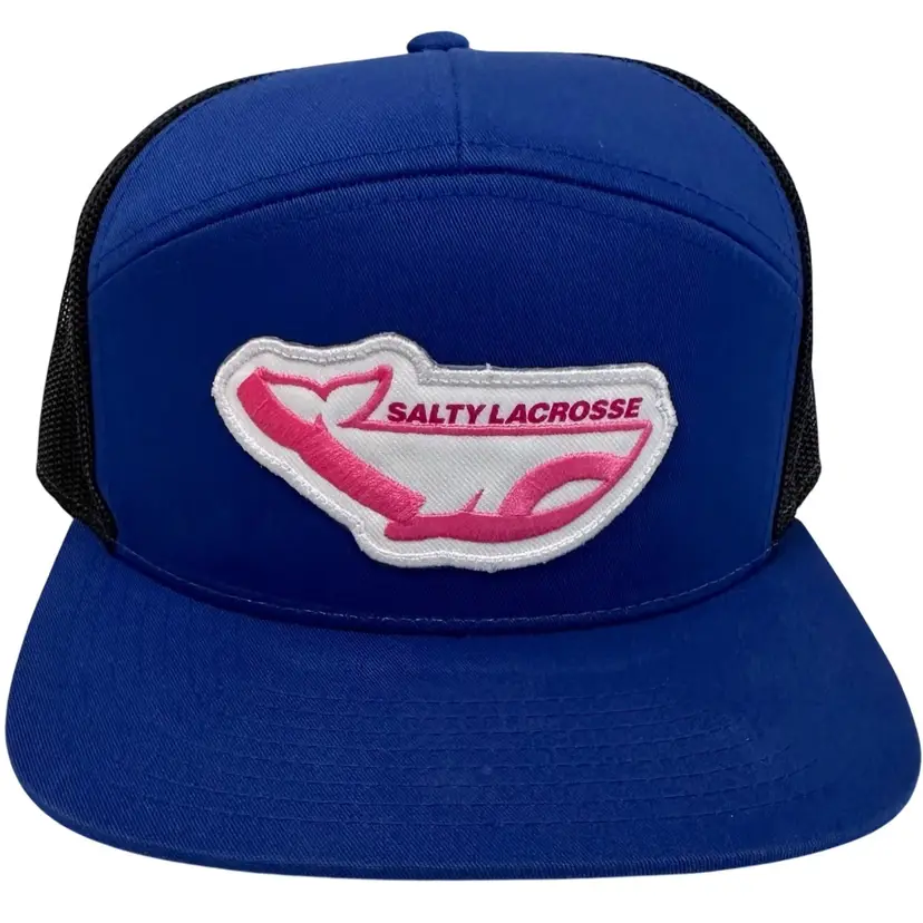 Salty Lacrosse Flat Brim Blue & Pink Trucker Style Snapback