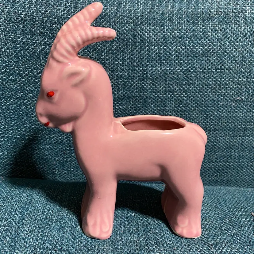 Vintage USA Pottery PINK GOAT PLANTER