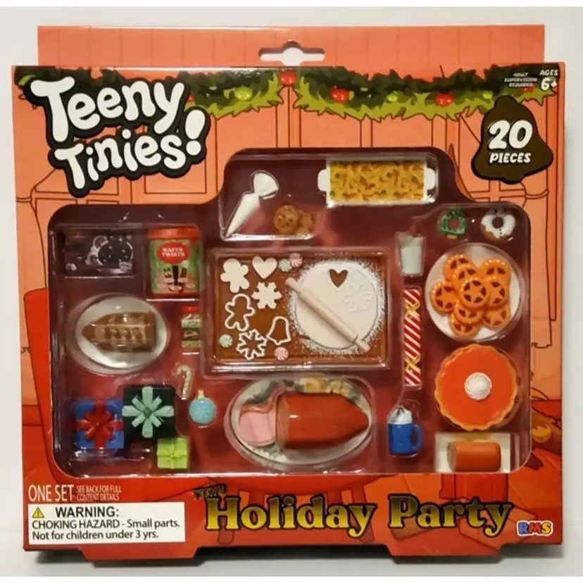 Teeny Tinies Mini Holiday Party 20-Piece Play Set - 1:6 Scale Doll Food