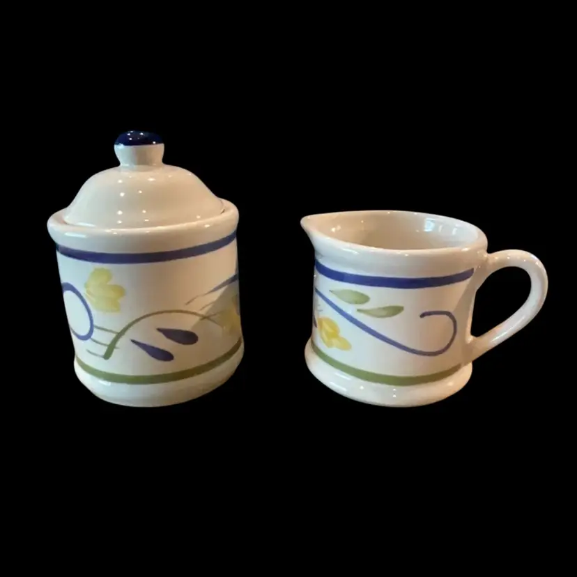 Vintage Cream & Sugar Set Stoneware Pottery