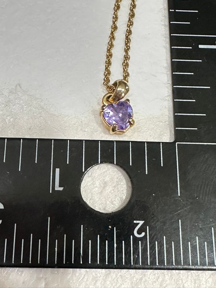 Gold Tone Amethyst Heart Pendant Necklace