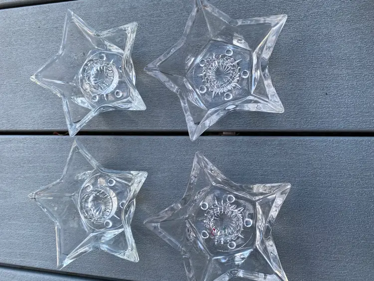 2 PAIR OF VINTAGE HAZEL ATLAS STAR CANDLE HOLDERS