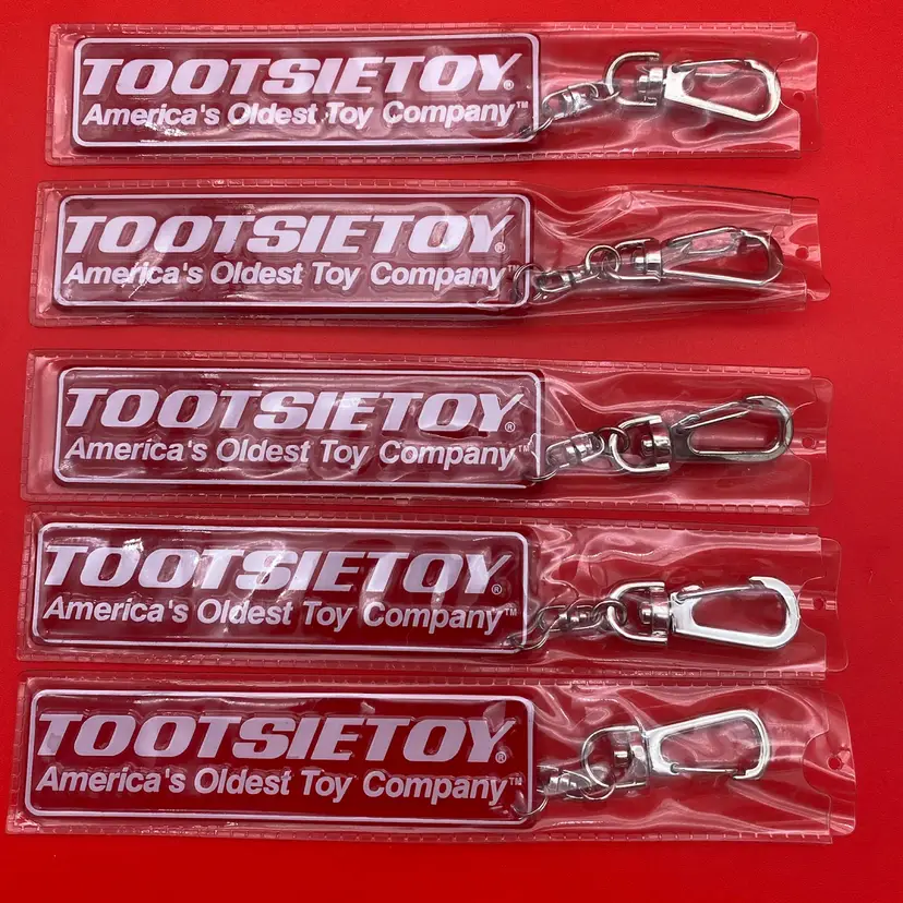 TootsieToy America's Oldest Toy Company Lot of 5 Red Metal Keychains - Y2K NOS