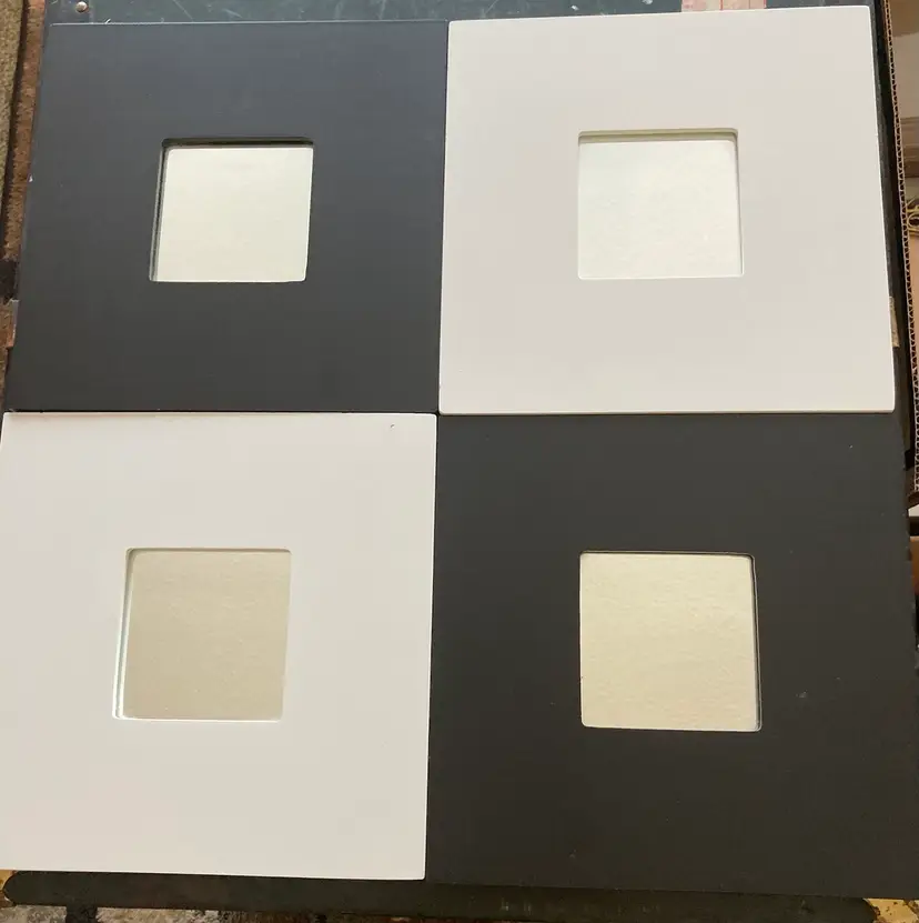 Set Of 4 Decorative Mirrors 2 White 2 Black 10x10 Squares Each