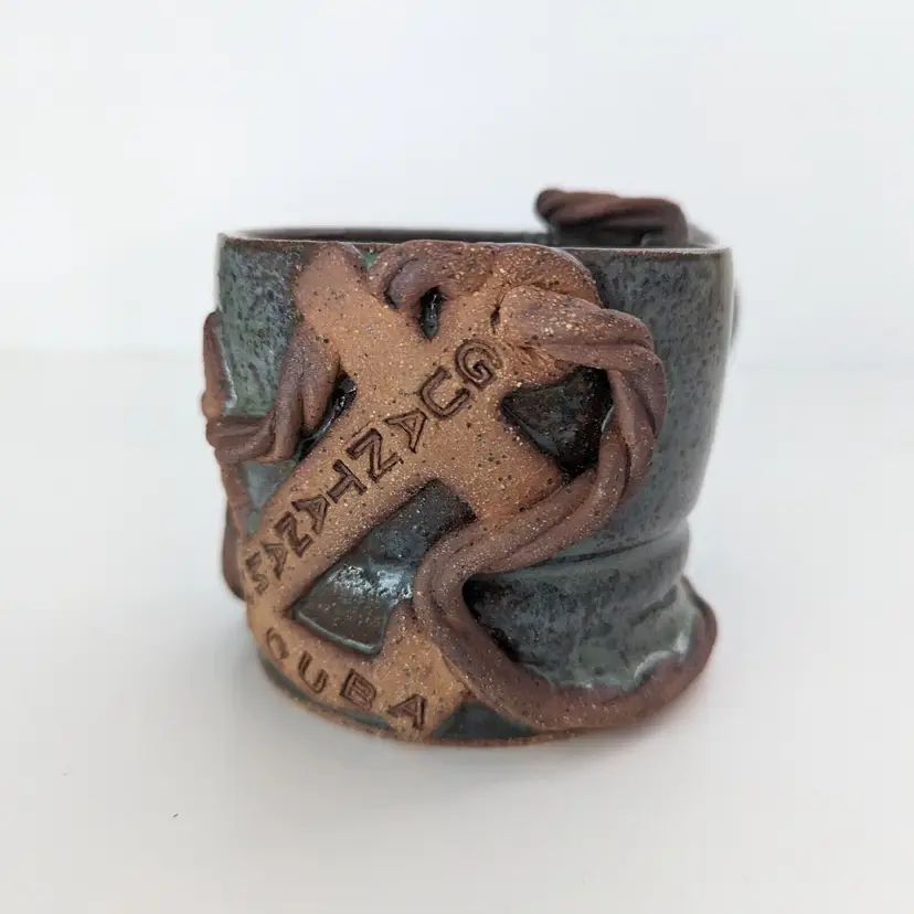 Handmade Studio Art Pottery Coffee Tea Mug Guantanamo Bay Cuba US Navy Anchor