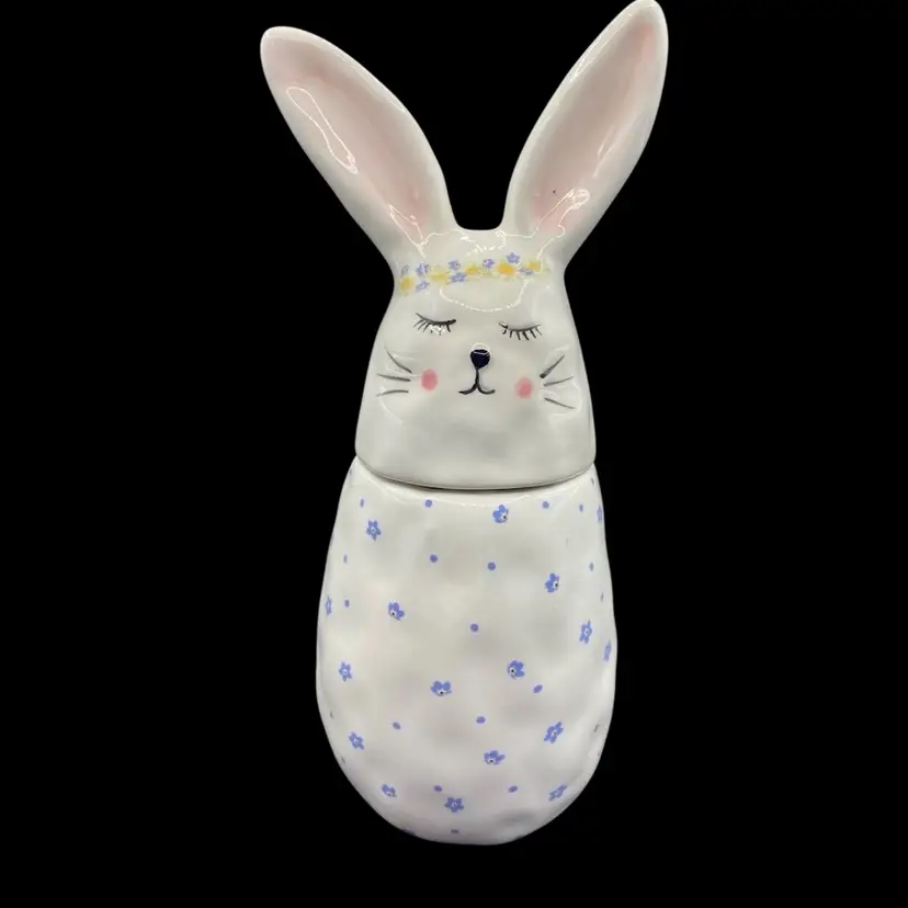 Easter Bunny Candy Jar 8.25" Whimsical Cupboard 10 Strawberry Street Ceramics