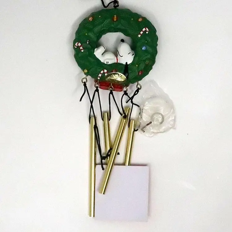 Snoopy on Wreath Mini Wind Chime - Peanuts Christmas Decor