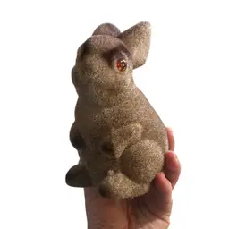 Flocked Bunny Rabbit Coin Bank Fuzzy Made In Hong Kong Vintage 60s 70s No Stopper