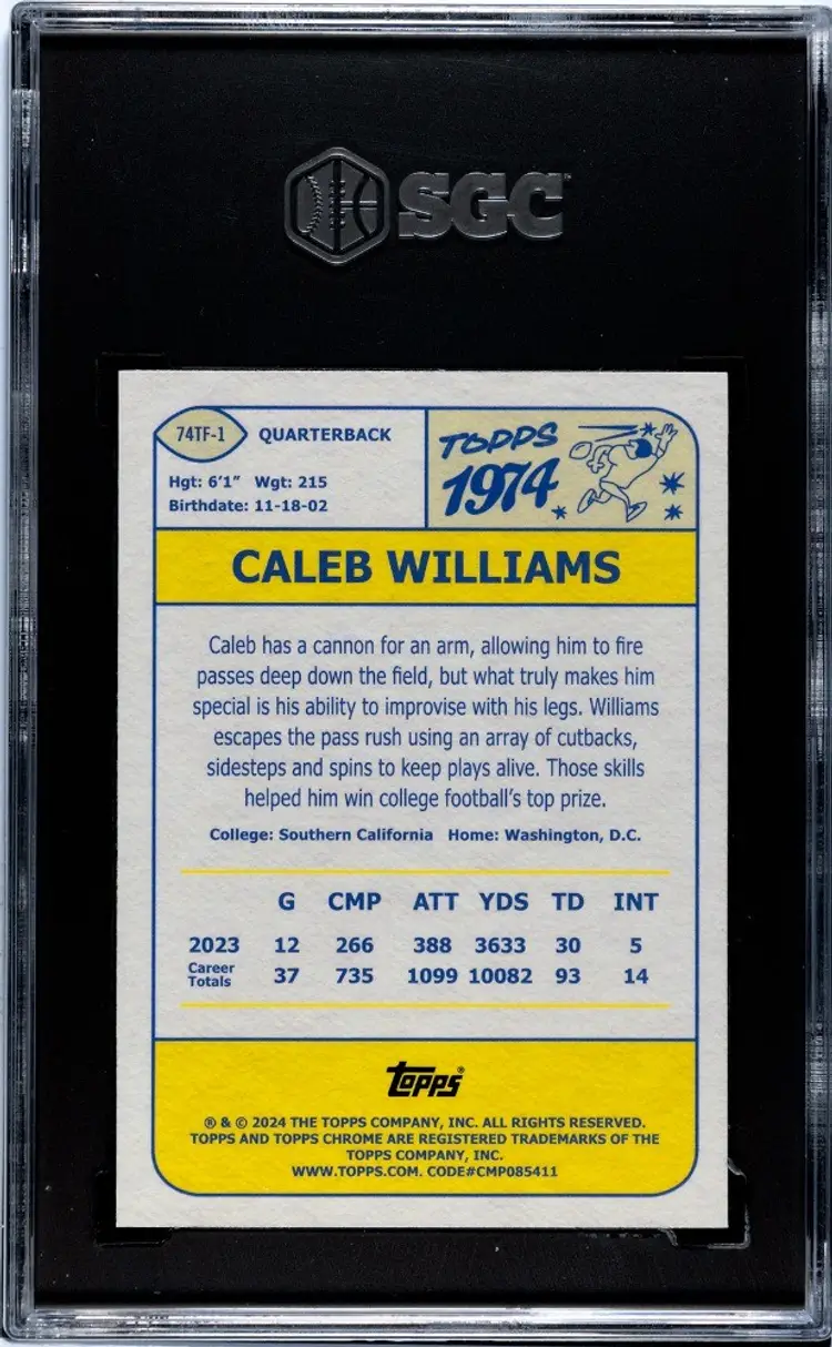 2024 Topps Chrome #74TF-1 Caleb Williams SGC 9.5