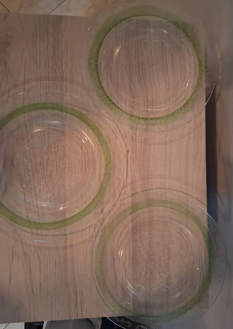 Vintage MacBeth-Evans Stippled Rose Band W/Green 1930-1933 Luncheon Plates 3