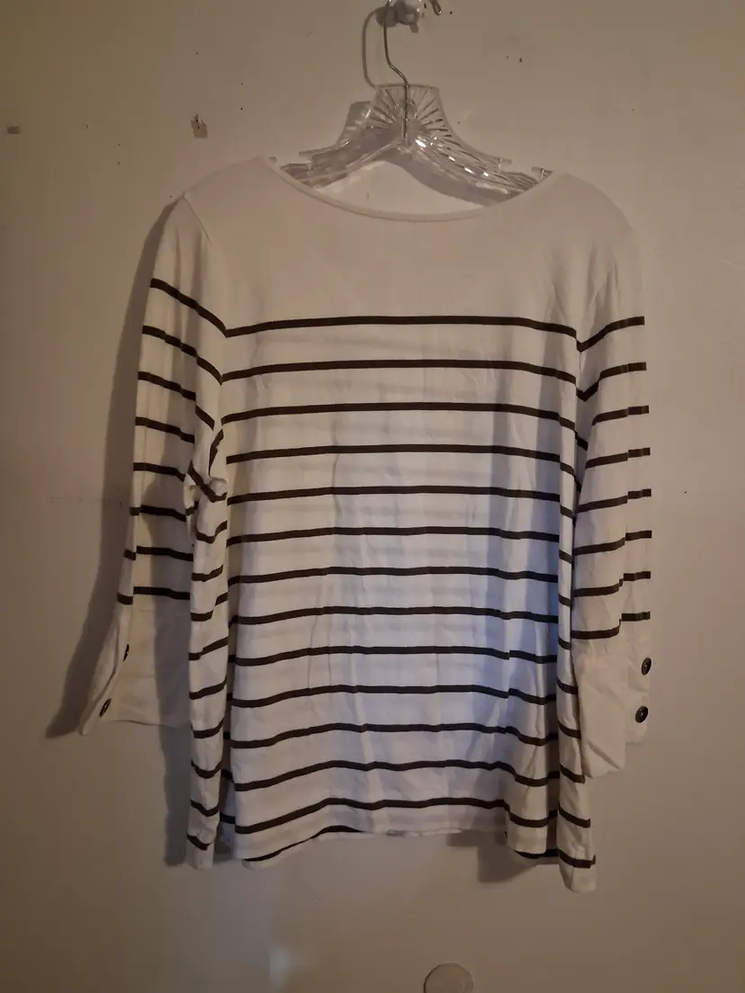 Ladies Large White J JILL Pull Over Cut Out Back Tie Blouse (B30)