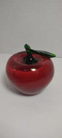 Red Apple Paperweight 3" with controlled bubbles