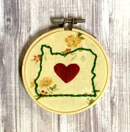 Oregon State Shape Mini Embroidery - Handmade 3"