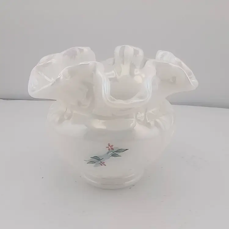 Handpainted Fenton ruffled vase