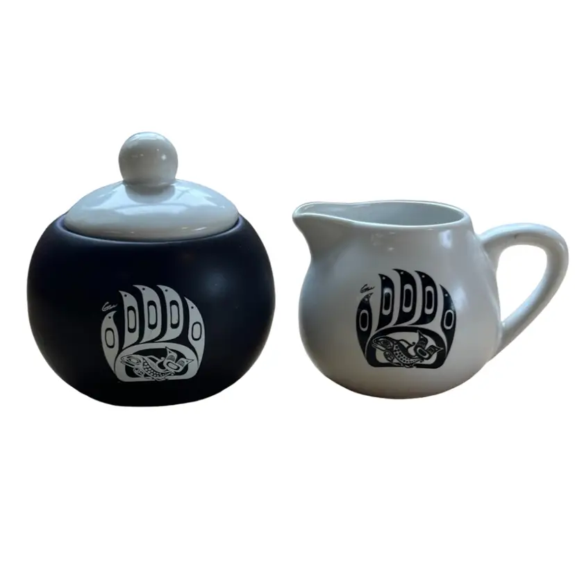 Northwest Goldentop Pottery Cream And Sugar