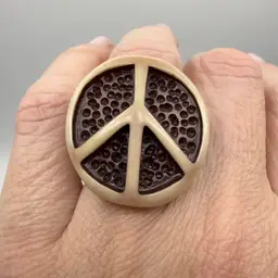Peace Sign Bakelite Ring Size 8