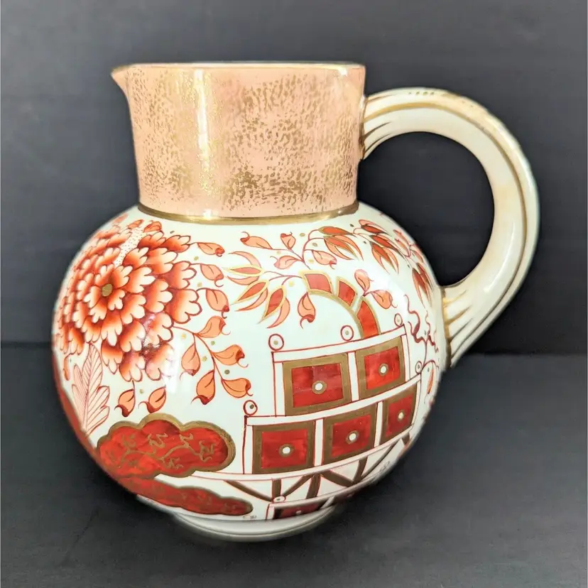 Vtg Point Ons Stoke on Trent Asian Motif Pitcher Creamer Jug Chinoiserie 5.5" H