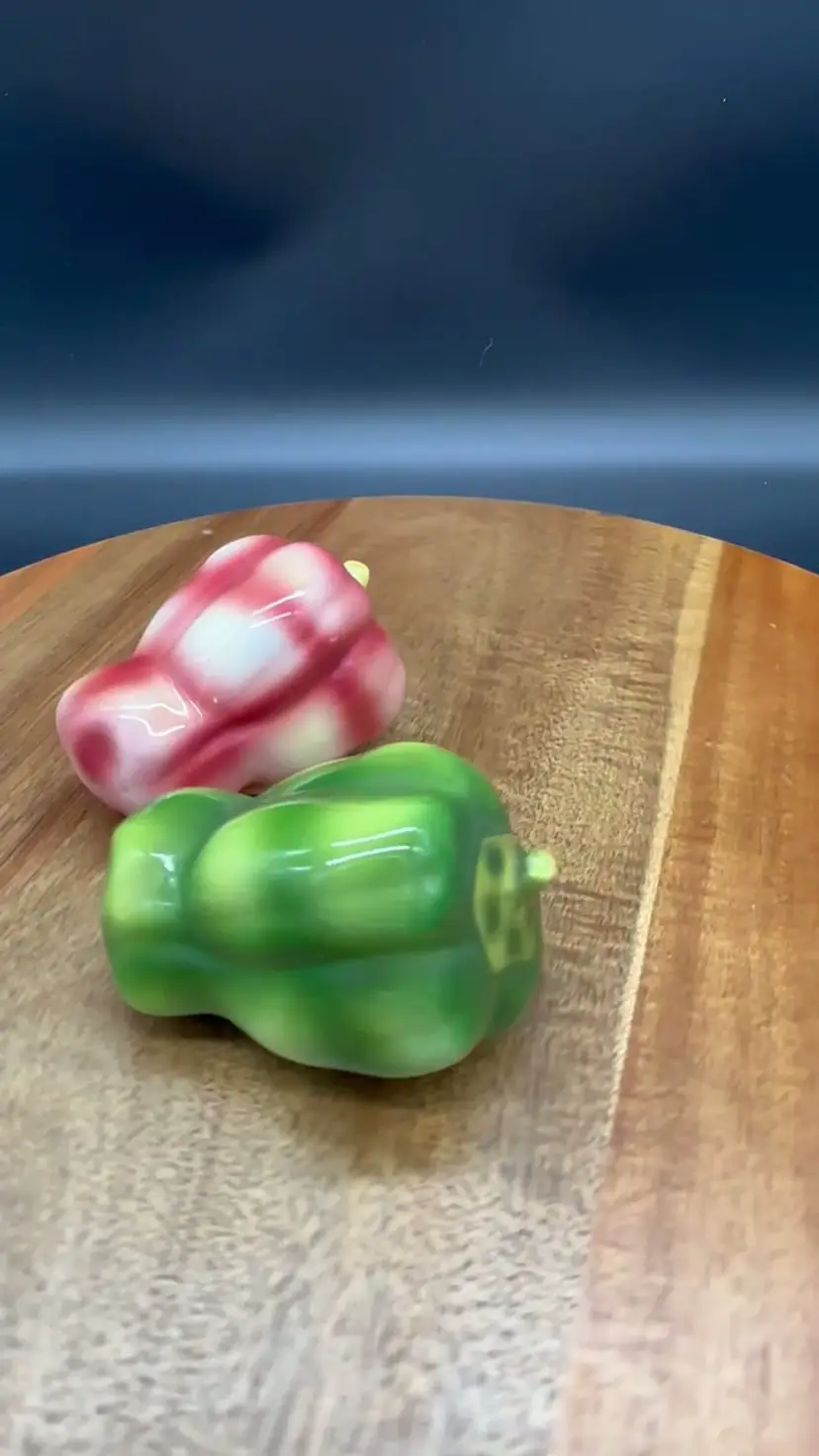Vintage "PY" Stamped Ceramic Bell Pepper Salt & Pepper Shakers - 1960s