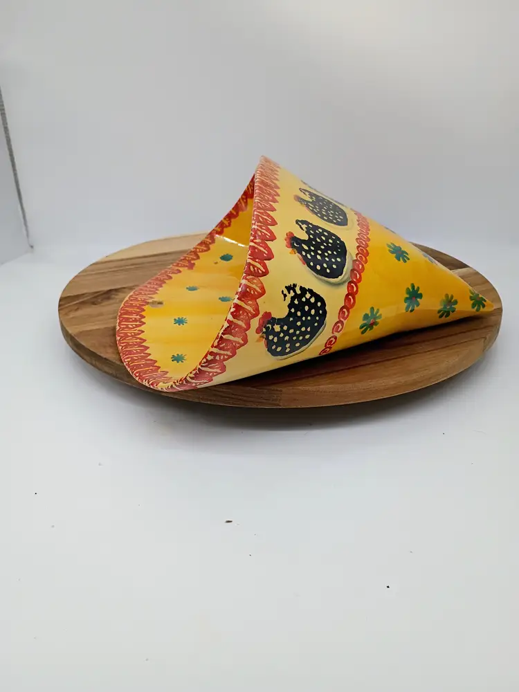 Italica ARS Wall Chickens & Flowers  Art Pottery Italy Hand Painted.