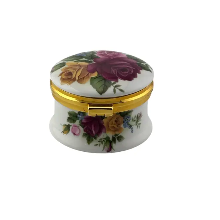 Staffordshire England Floral Trinket Box