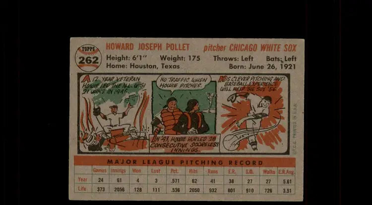 1956 Topps #262 Howie Pollet - (pk-tl2) - Chicago White Sox