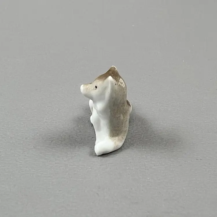 Vintage Mini 1” Huskey / Collie Dog Figurine Miniature Bisque Brown White