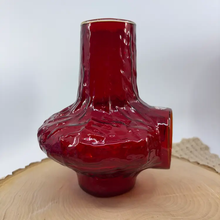 Rare Mid Century Rainbow Glass Textured Red Tall Twinkle Light 6.5H 5W