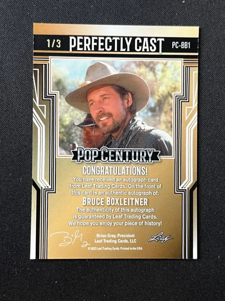2023 Leaf Pop Century Auto BRUCE BOXLEITNER Green PERFECTLY CAST AUTOGRAPH 1/3