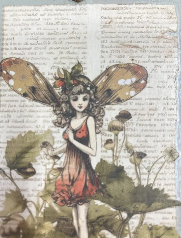 Merry Fairy Christmas Tree Decor, IOD Transfer, Wood Beads