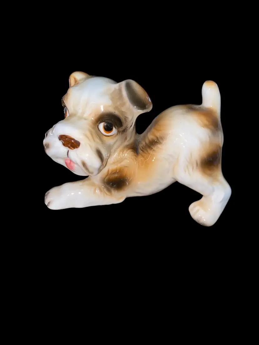 Vintage Lefton Ceramic Wire Haired Fox Terrier Dog Figurine