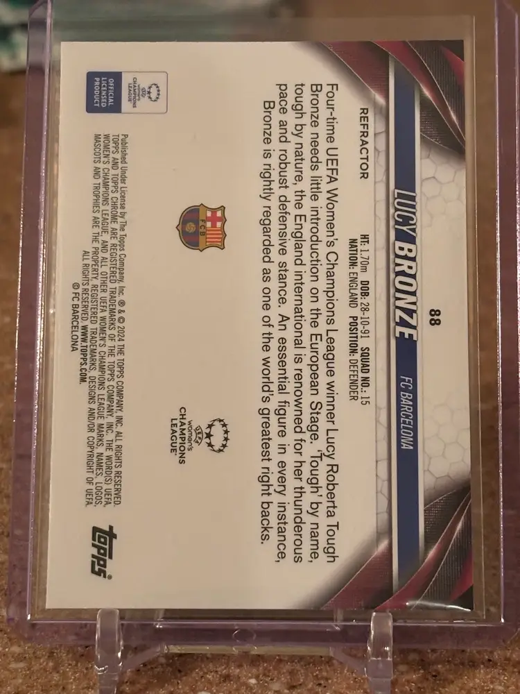 Lucy Bronze 2023-24 Topps Chrome Refractor #88 Barcelona Chelsea England