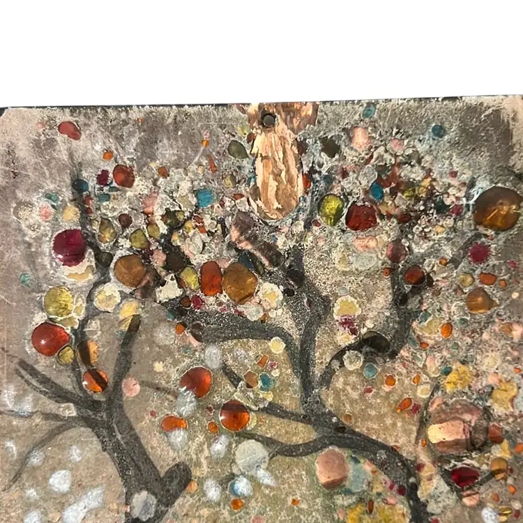 Beverly Hills Estate Sale Find – Midcentury Californian Cloisonné Tree Design On Copper*read