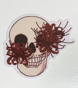 Spider Lily Skull Clear Vinyl Sticker