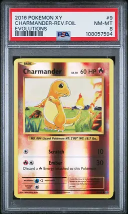 2016 Pokemon XY Evolutions Charmander Reverse Foil PSA 8