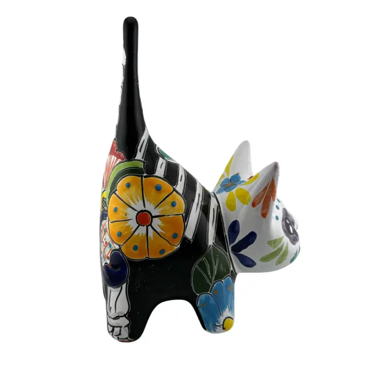 Mexico Talavera Skeleton Pottery Cat