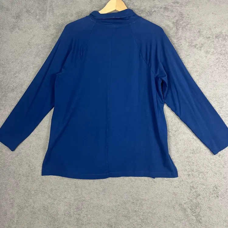 J.Jill Luxe Supima Turtleneck Tunic Womens Petite Large Blue Stretch Everyday Top
