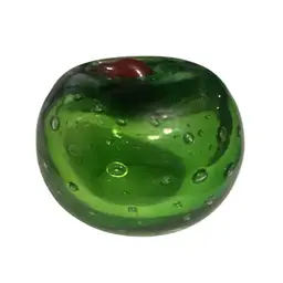 Vintage Glass Art Green Apple Paperweight By Brinn