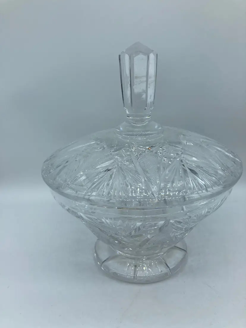 Clear Crystal Candy Dish with a Long Handled Lid