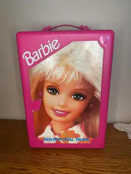 Pink Vintage Barbie case Trunk Filled With Vintage Barbie Clothing Mattel