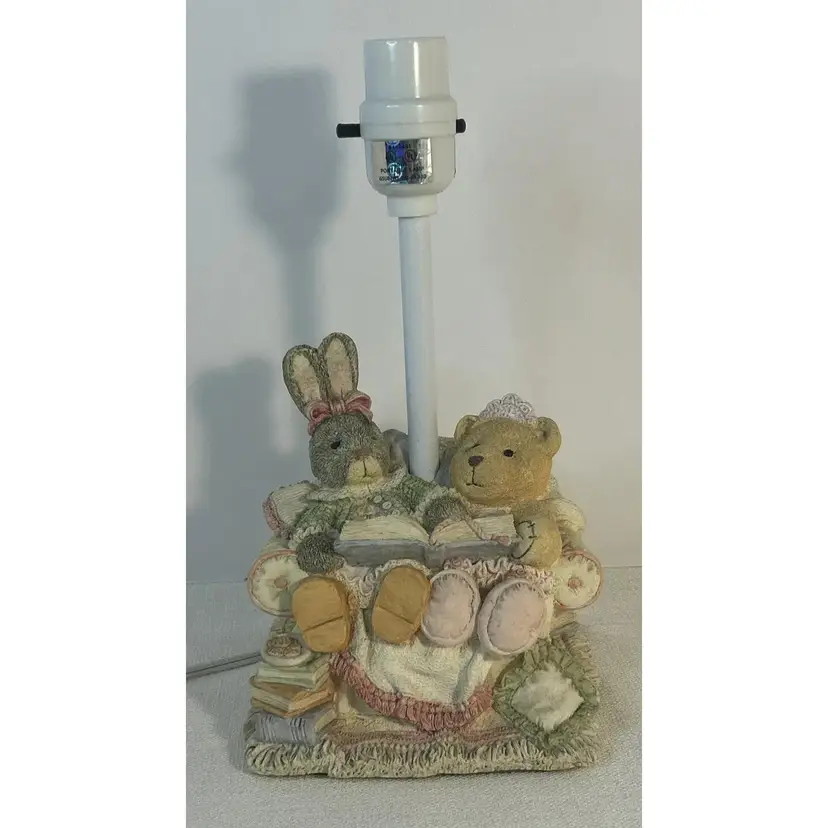 Vintage FIGI Snuggle Buddies Bunny Bear Nursery “Quiet Time” Lamp
